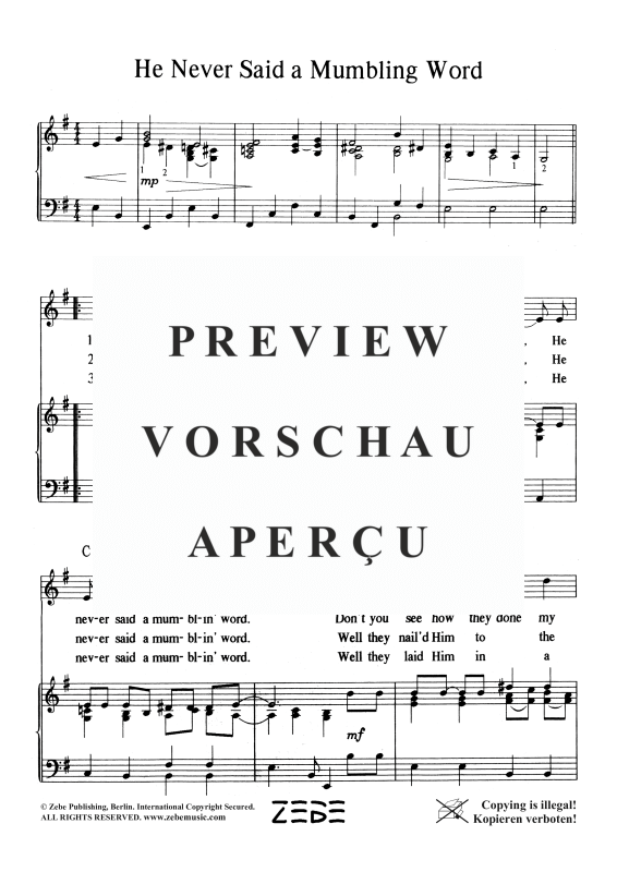 gallery: He Never Said a Mumbling Word, , Voice and Piano