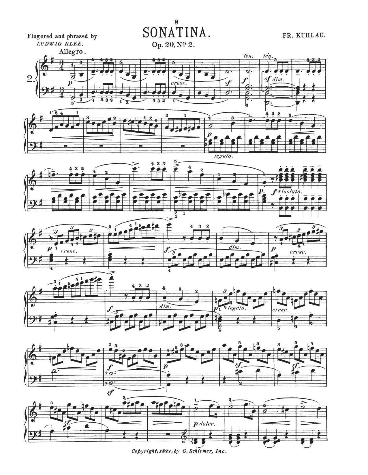 Produktbild zu: Sonatina In G Major, Op. 20, No. 2