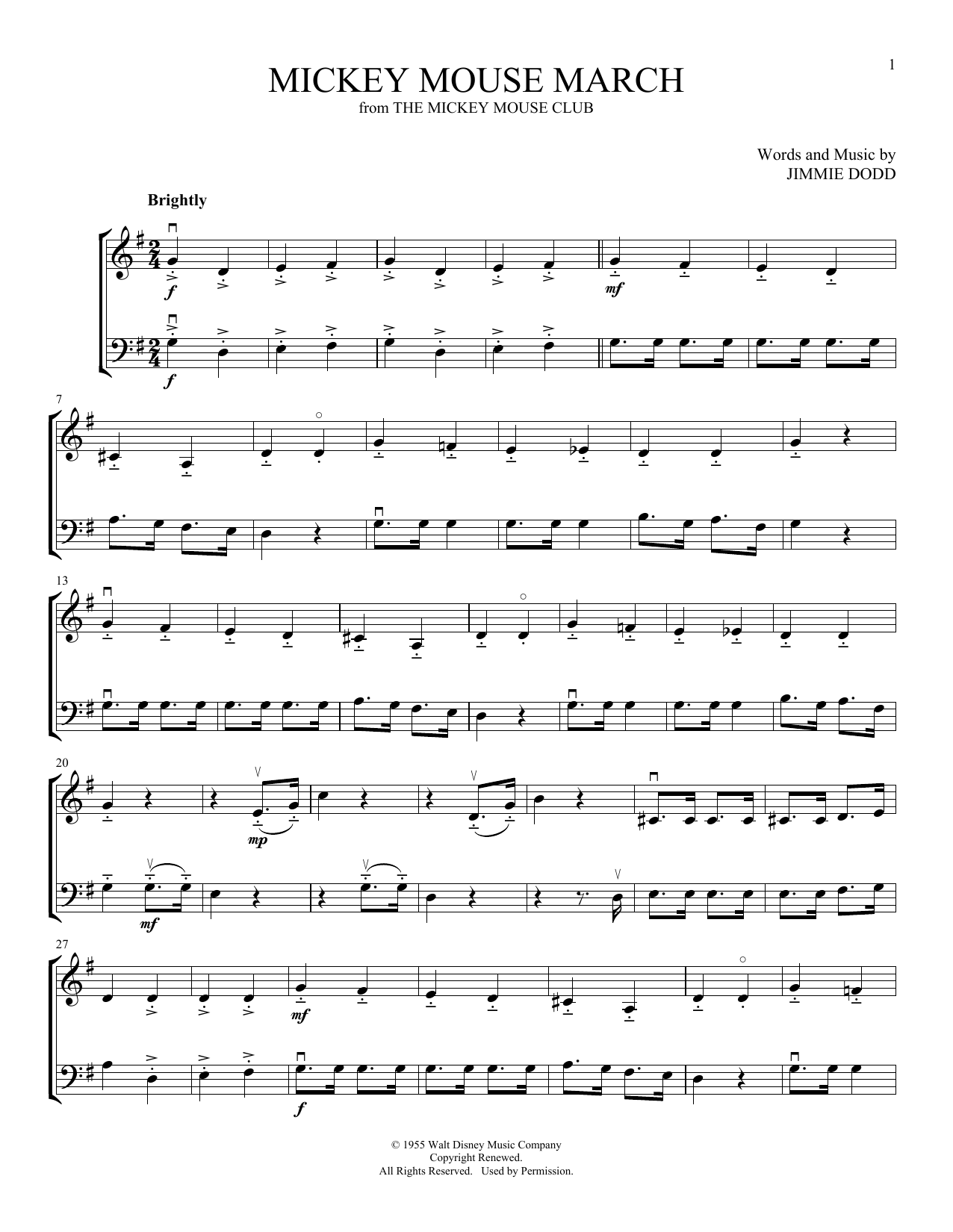 Produktgalerie: Seite 1 von 1 Mickey Mouse March (from The Mickey Mouse Club) (arr. Michelle Hynson), Jimmie Dodd