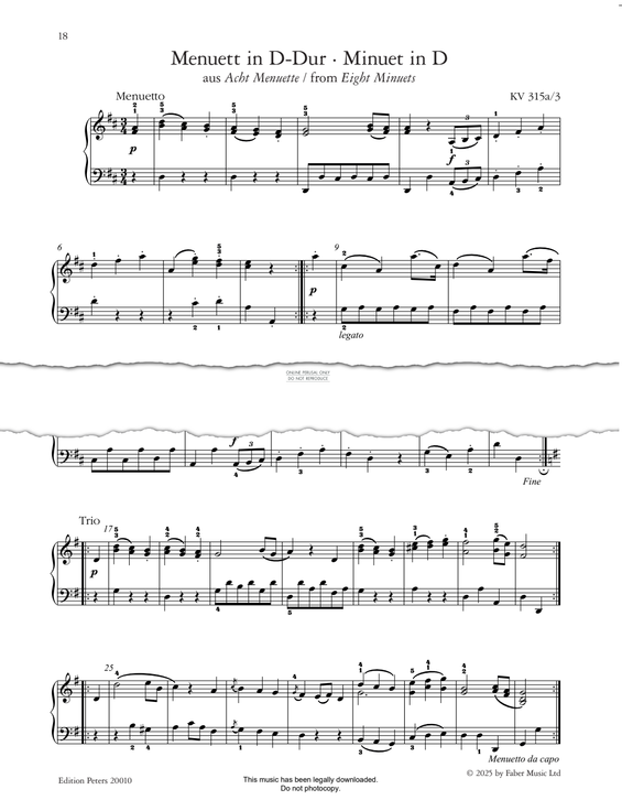 Produktbild zu: Minuet in D, KV 315a/3