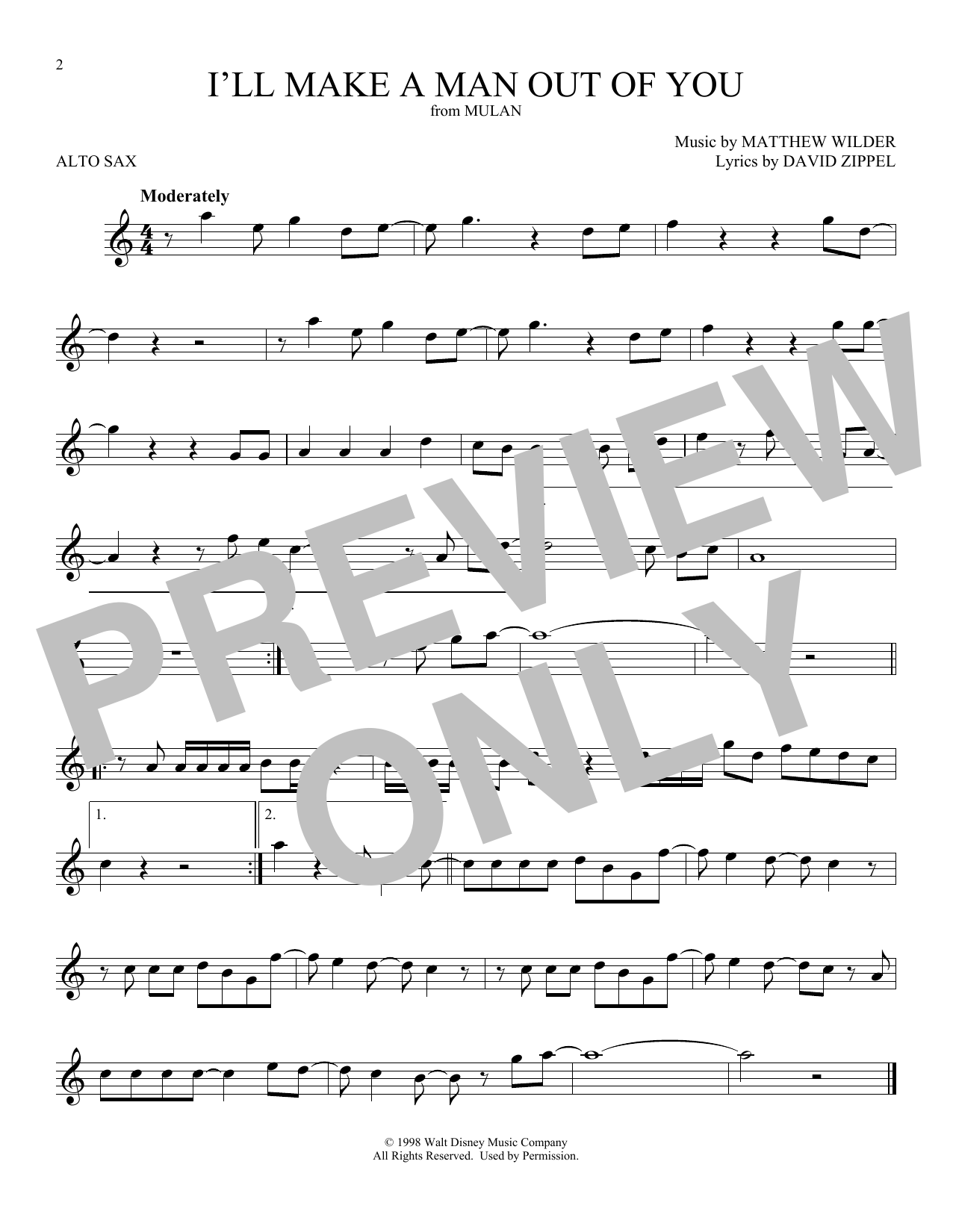 Product gallery: Page 1 of 1 I'll Make A Man Out Of You (from Mulan), David Zippel