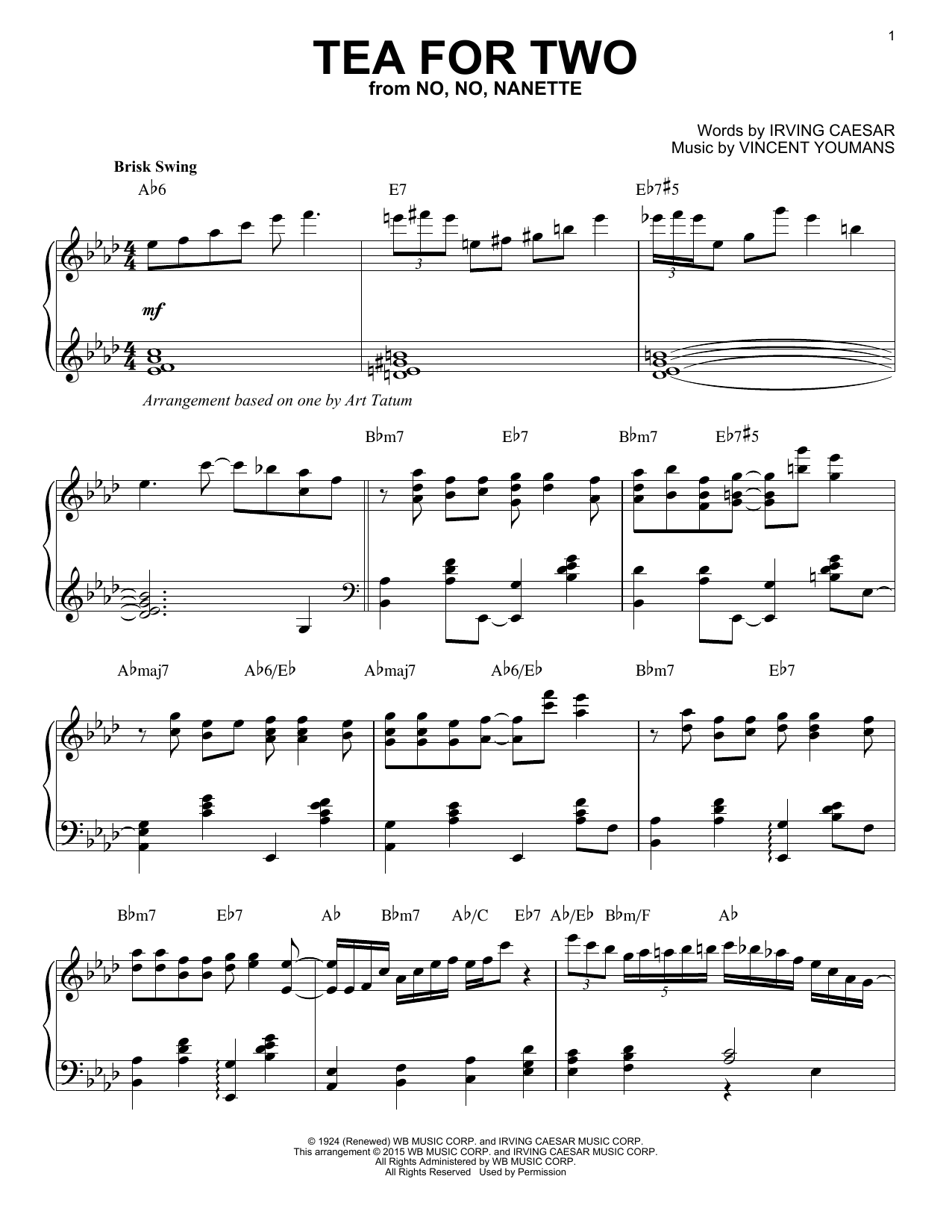 Produktbild zu: Tea For Two [Stride version] (from No, No, Nanette) (arr. Brent Edstrom)
