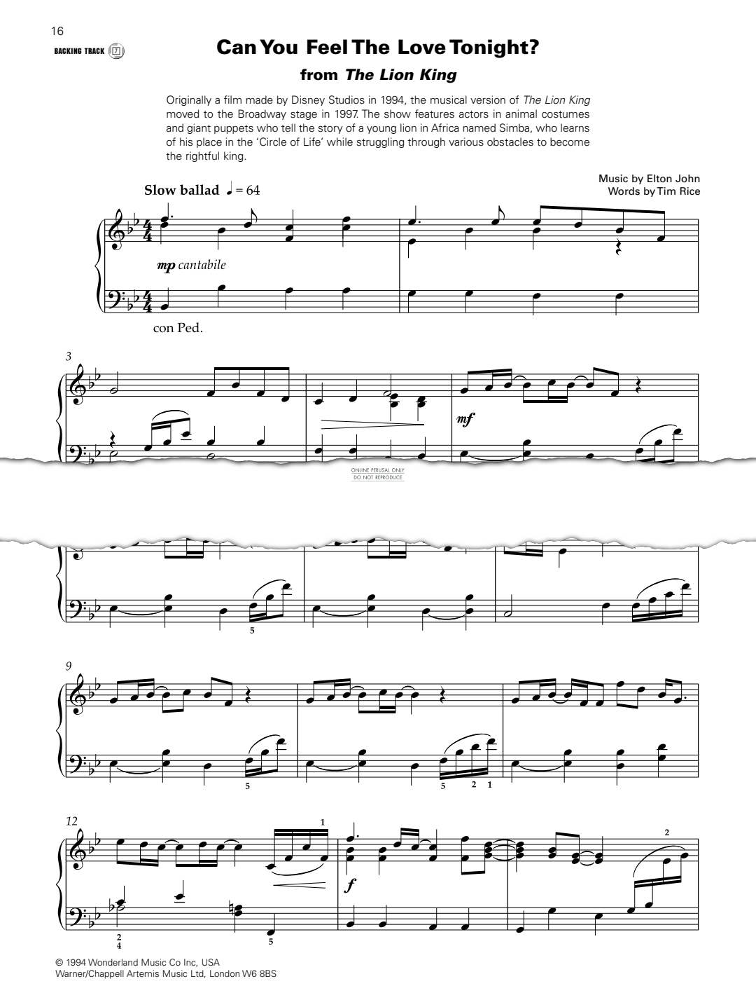 Produktbild zu: Can You Feel The Love Tonight (from "The Lion King")