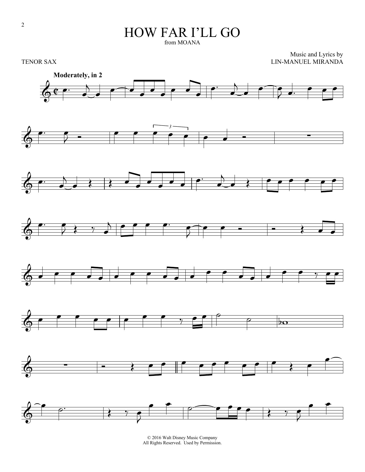 Product gallery: Page 1 of 1 How Far I'll Go (from Moana), Lin-Manuel Miranda