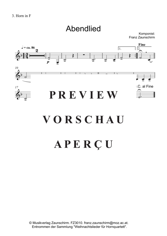 gallery: Abendlied , , (Horn-Quartett)