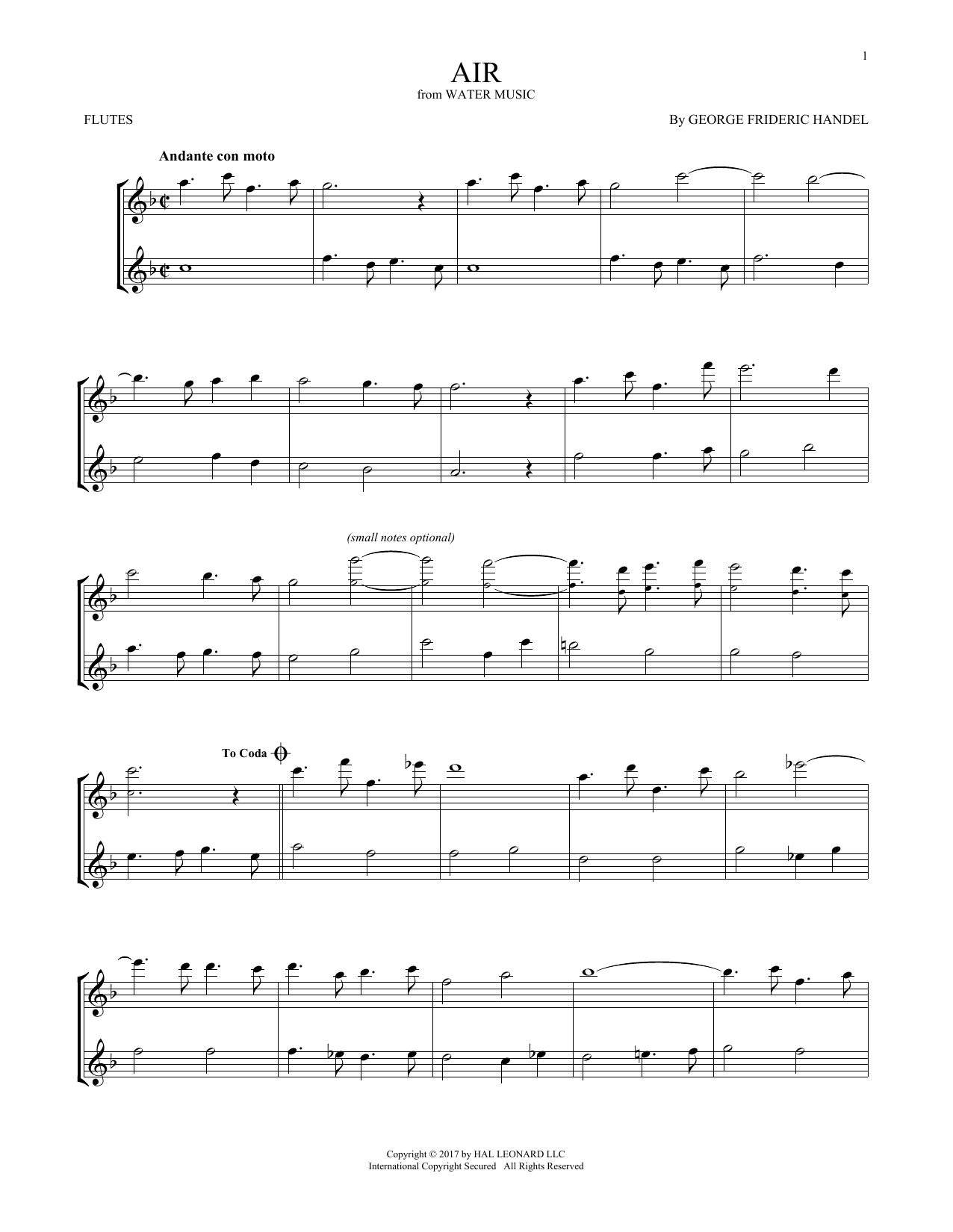 Product gallery: Page 1 of 1 Air, George Frideric Handel