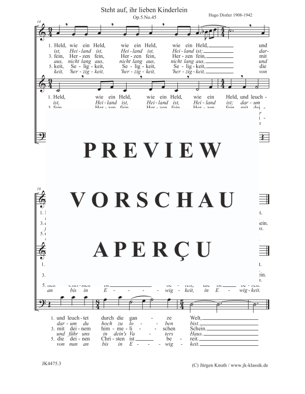 Produktgalerie: Seite 4 von 4 Steht auf, ihr lieben Kinderlein (Der Jahrkreis, Op.5, No. 45), , Gemischter Chor SAB