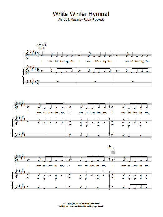 Produktgalerie: Seite 1 von 1 White Winter Hymnal, Fleet Foxes, Gesang, Gitarre, Klavier