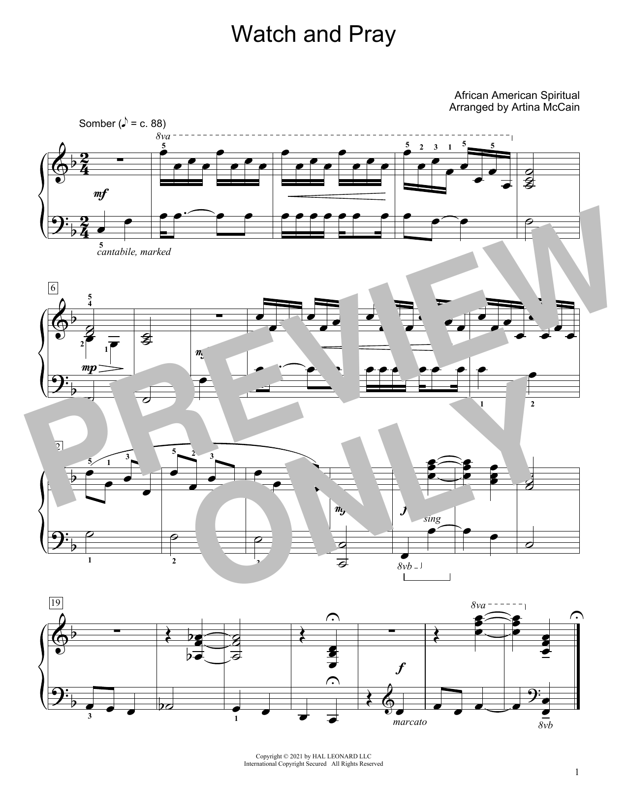 Produktbild zu: Watch And Pray (arr. Artina McCain)
