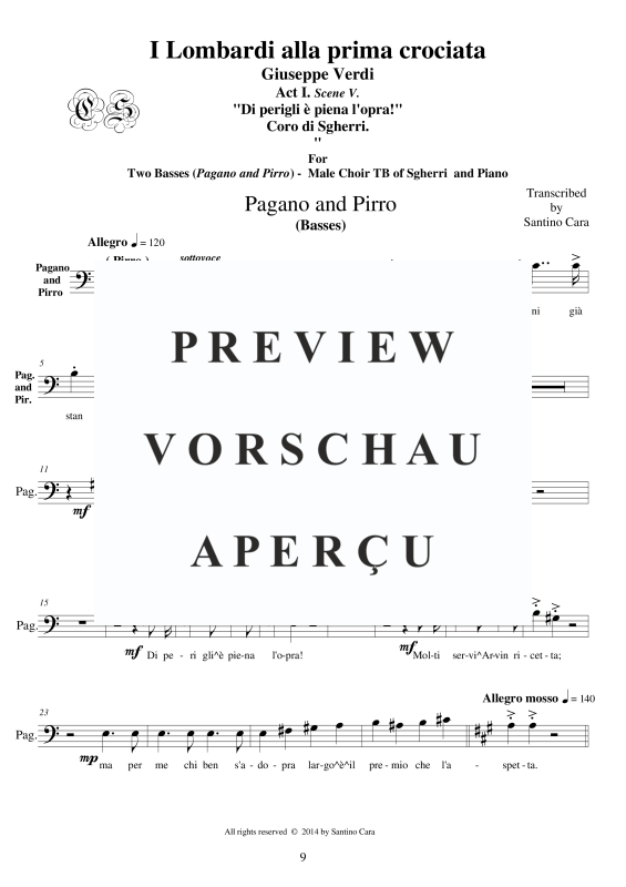 Produktgalerie: Seite 10 von 11 I Lombardi - (Act 1-V) Di perigli è piena l'opra, , Männerchor TBB und Klavier