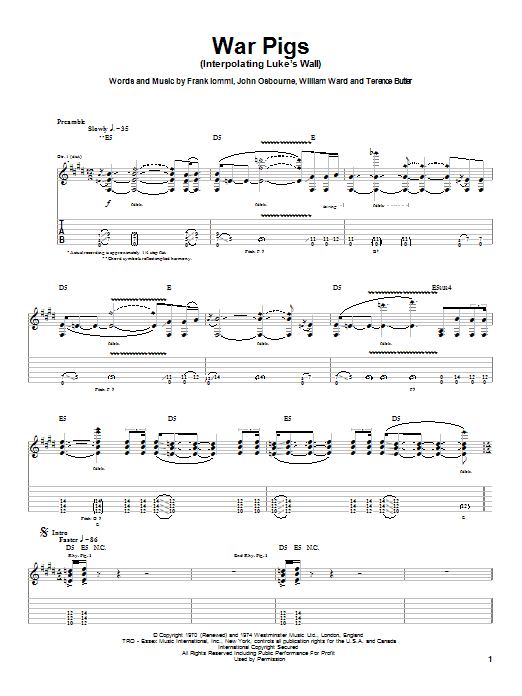 Produktgalerie: Seite 1 von 1 War Pigs (Interpolating Luke's Wall), Ozzy Osbourne, Gitarre