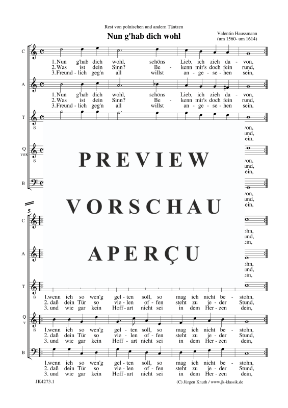 gallery: Nun g´hab dich wohl, , Gemischter Chor 5-stimmig CATQB