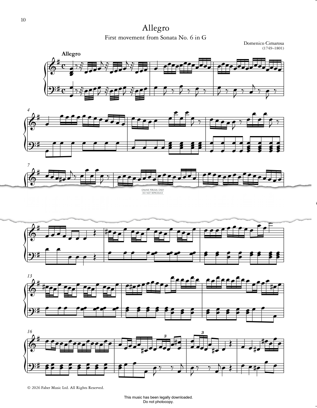 Produktbild zu: Allegro (First movement from Sonata No. 6 in G)
