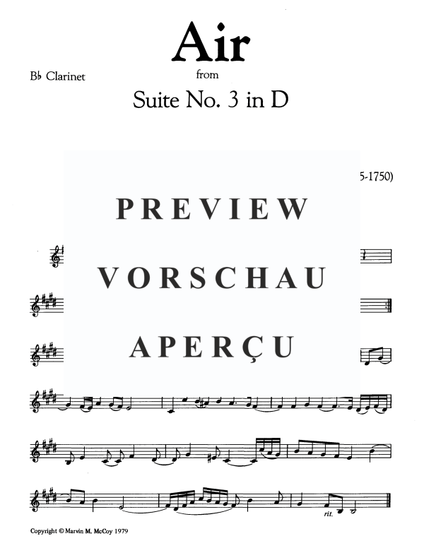 Product gallery: Page 7 of 9 Air from "Suite No. 3", , Woodwind Quartet Horn Solo, Oboe, Clarinet and Bassoon
