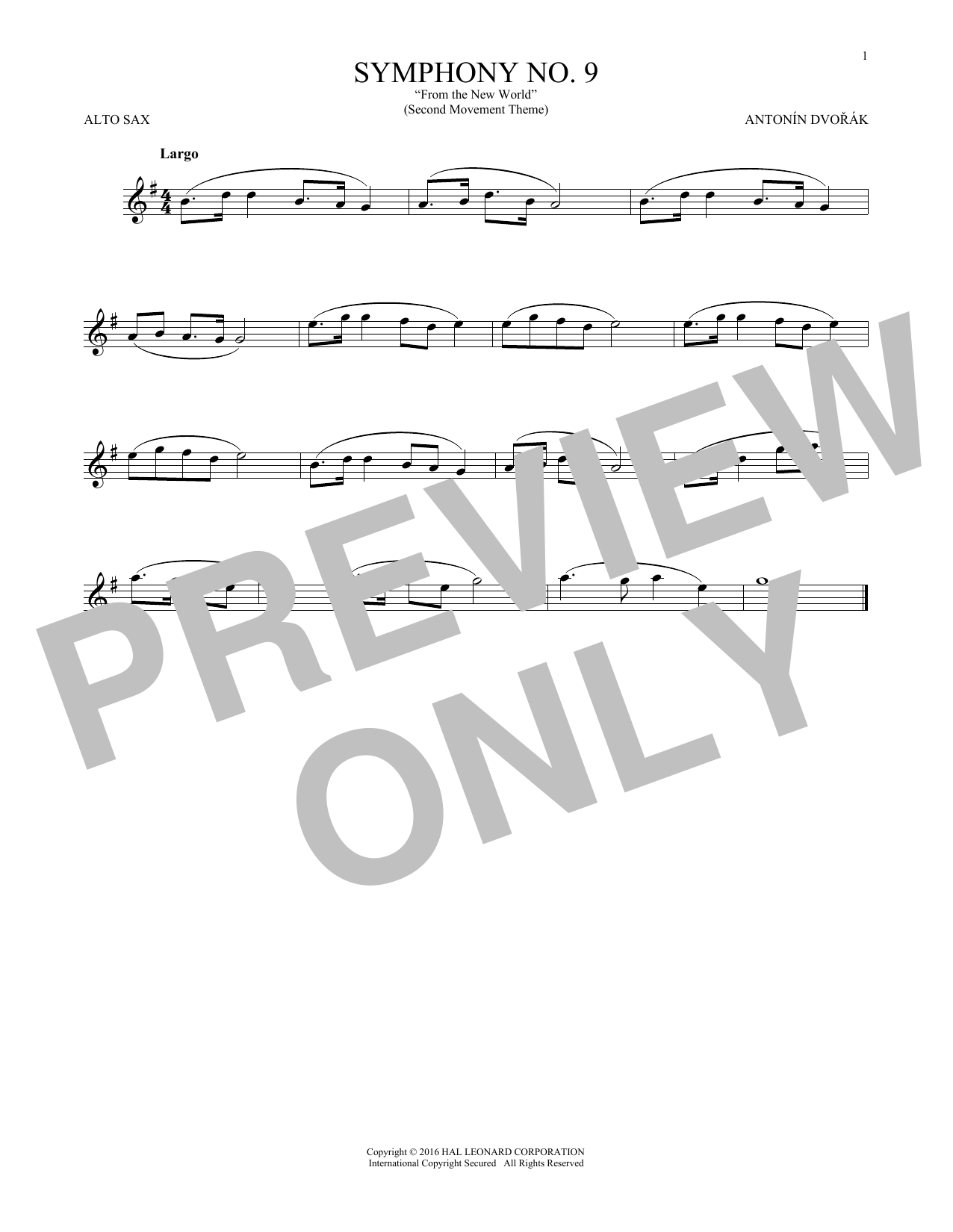 Product gallery: Page 1 of 1 Largo From Symphony No. 9 ("New World"), Antonín Dvorák