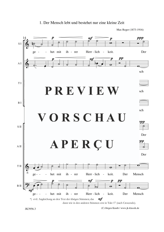 gallery: Der Mensch lebt und bestehet nur eine kleine Zeit Op.138, No.1, , (Gemischter Chor 8-stimmig SSAATTBB)