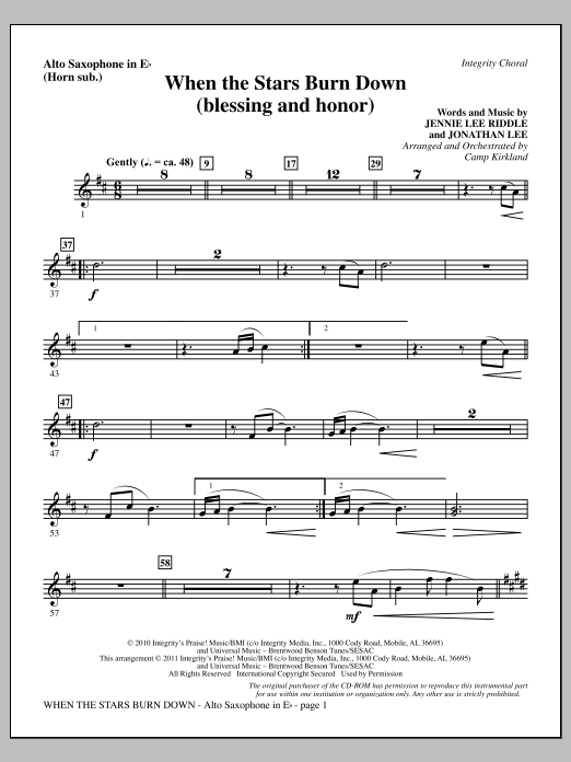 Produktgalerie: Seite 1 von 1 When The Stars Burn Down (Blessing And Honor) - Alto Sax (sub. Horn), Camp Kirkland, Chor