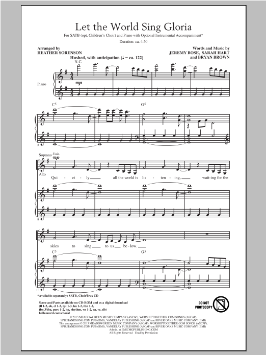 Product gallery: Page 1 of 1 Let The World Sing Gloria, Heather Sorenson