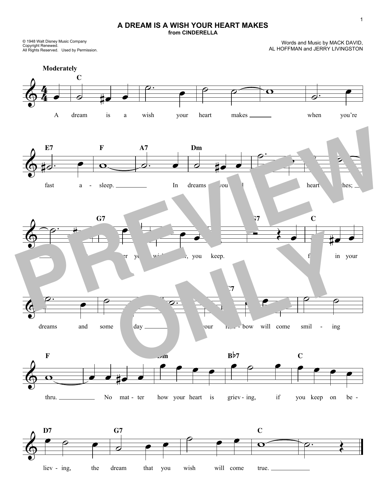 Produktbild zu: A Dream Is A Wish Your Heart Makes (from Cinderella)