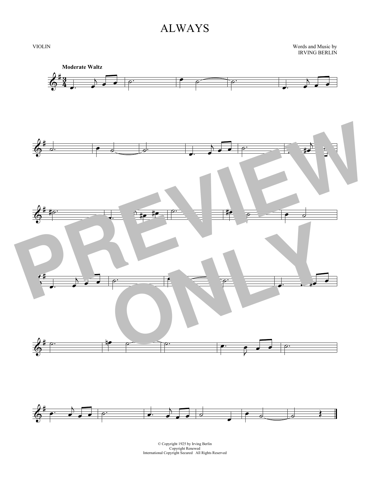 Produktgalerie: Seite 1 von 1 Always, Irving Berlin, Violine