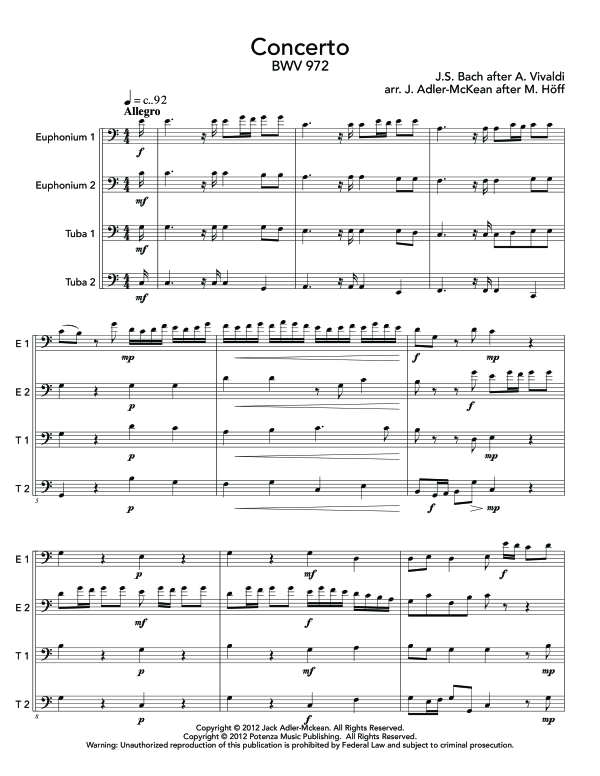 Product gallery: Page 1 of 11 Concerto in D Major, , (Tuba Quartett EETT)