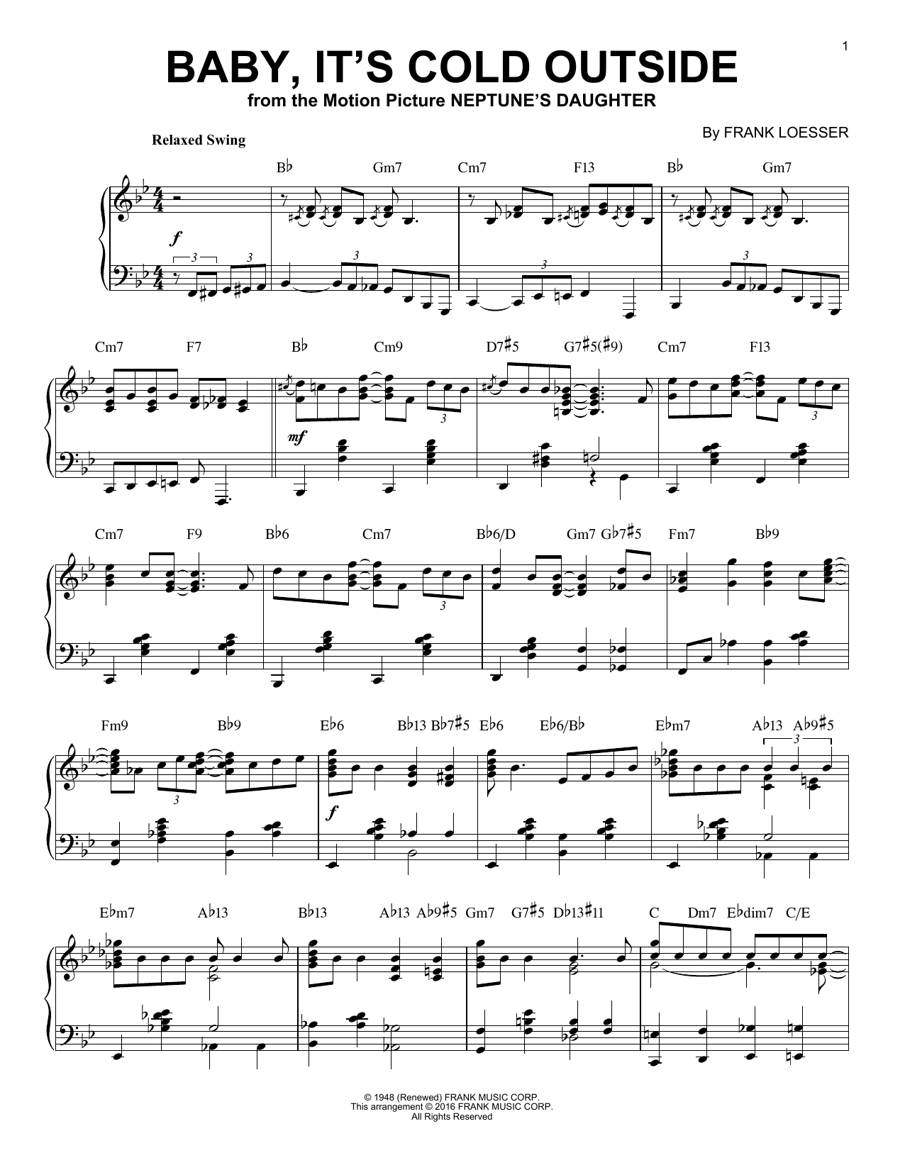 Product gallery: Page 1 of 1 Baby, It's Cold Outside [Jazz version] (arr. Brent Edstrom), Frank Loesser