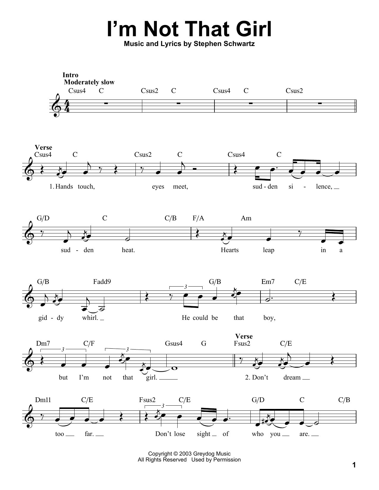 Produktbild zu: I'm Not That Girl (from Wicked)