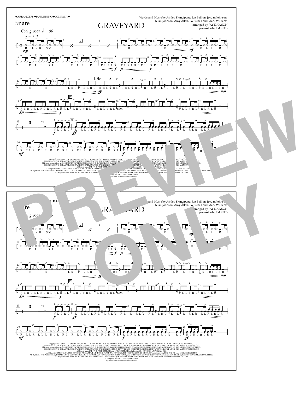 Produktbild zu: Graveyard (arr. Jay Dawson) - Snare