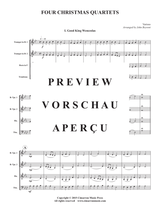 Produktgalerie: Seite 3 von 21 Vier Weihnachts-Quartette , , (Blechbläserquartett)