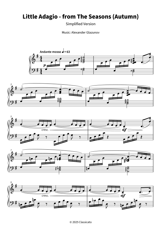 Product gallery: Page 1 of 6 Little Adagio - Simplified Version, , Piano Solo