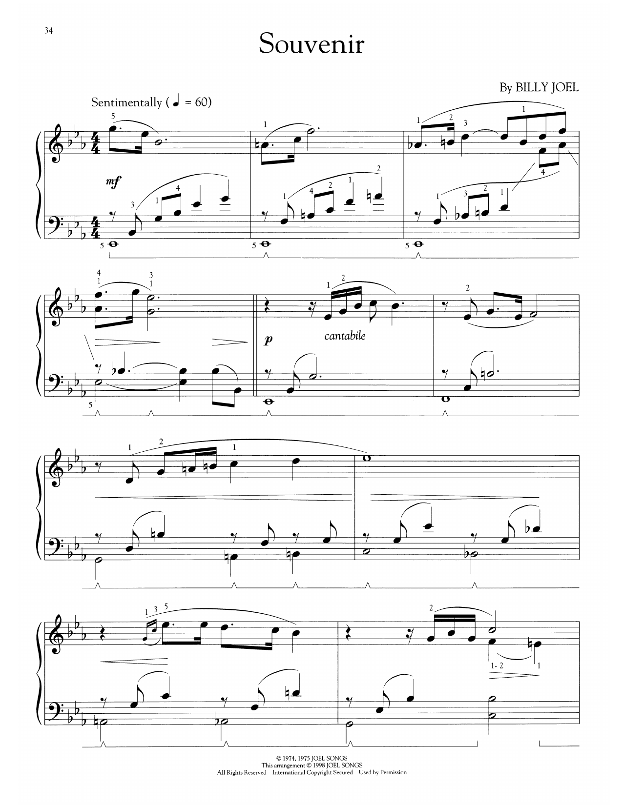 Produktgalerie: Seite 1 von 1 Souvenir (arr. Phillip Keveren), Billy Joel, Klavier
