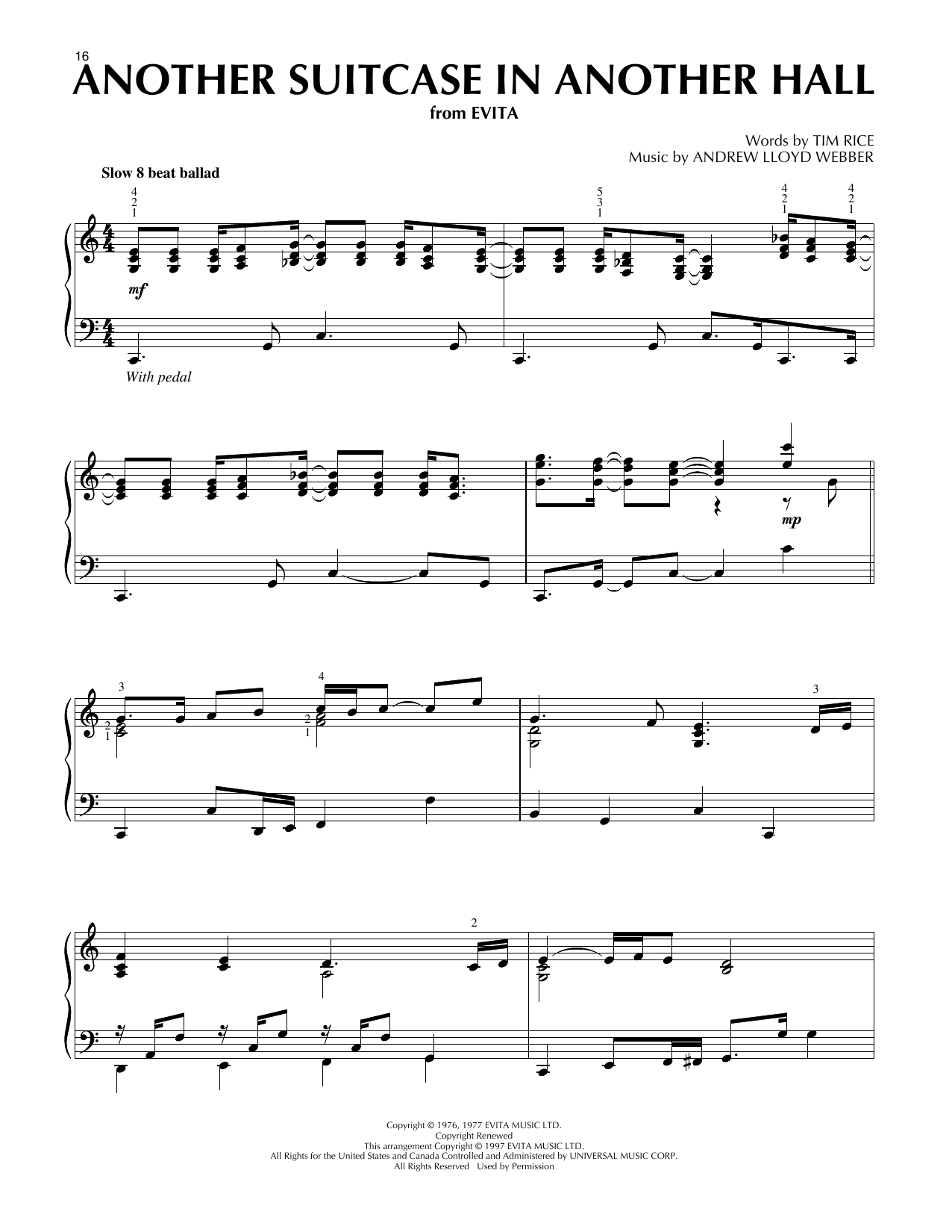 Produktgalerie: Seite 1 von 1 Another Suitcase In Another Hall, Andrew Lloyd Webber, Klavier