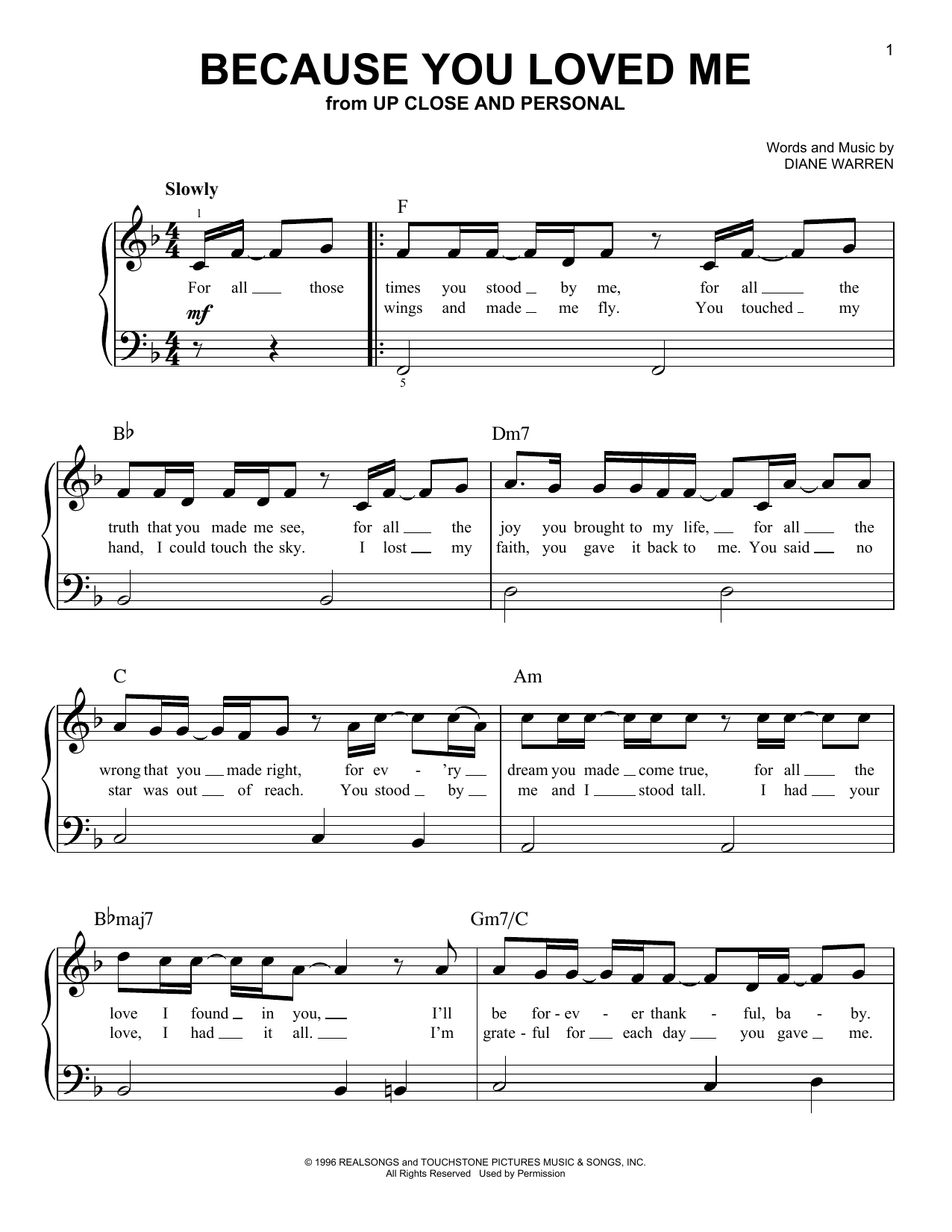 Produktgalerie: Seite 1 von 1 Because You Loved Me, Diane Warren, Klavier