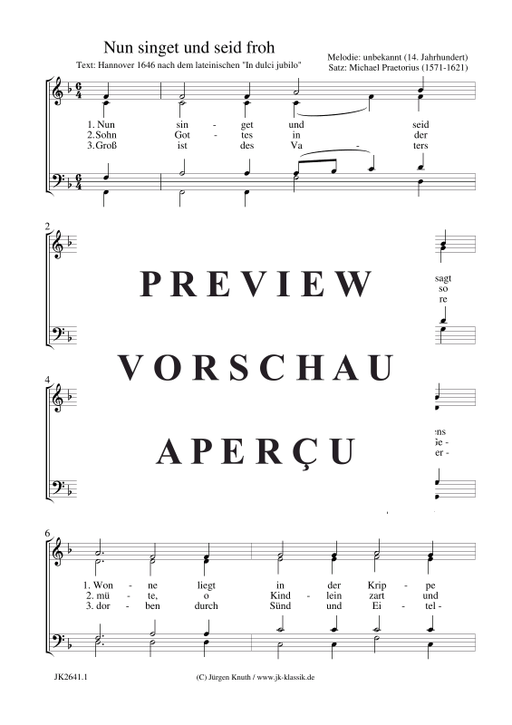 Produktgalerie: Seite 2 von 3 Nun singet und seid froh (nach dem lateinischen In dulci jubilo), , Gemischter Chor