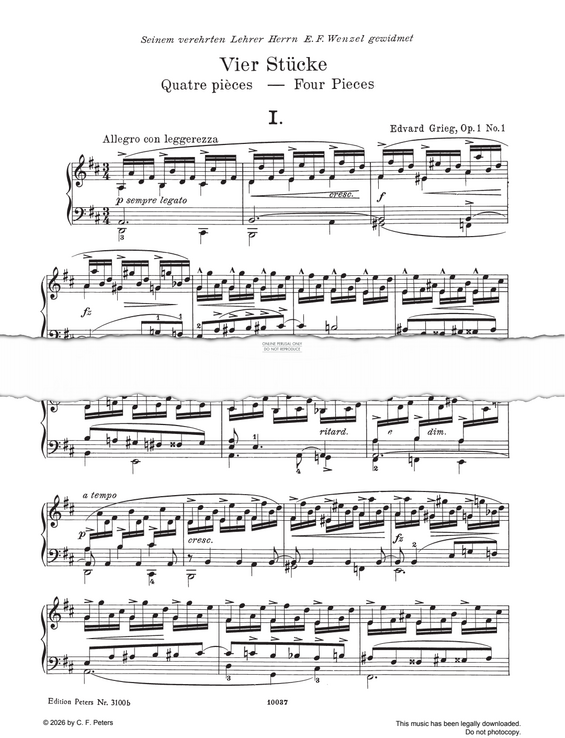 Produktgalerie: Seite 1 von 1 Vier Stüke, Allegro con leggerezza, Edvard Grieg, Klavier