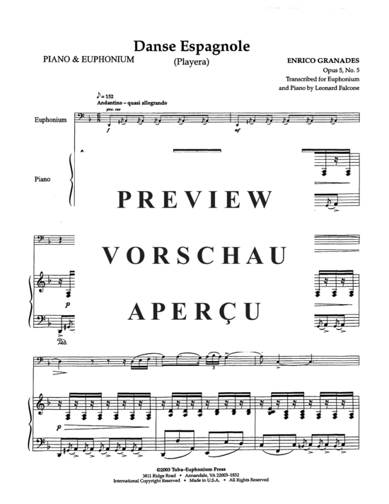 Product gallery: Page 3 of 15 Danse Espagnole , , (euphonium + piano)