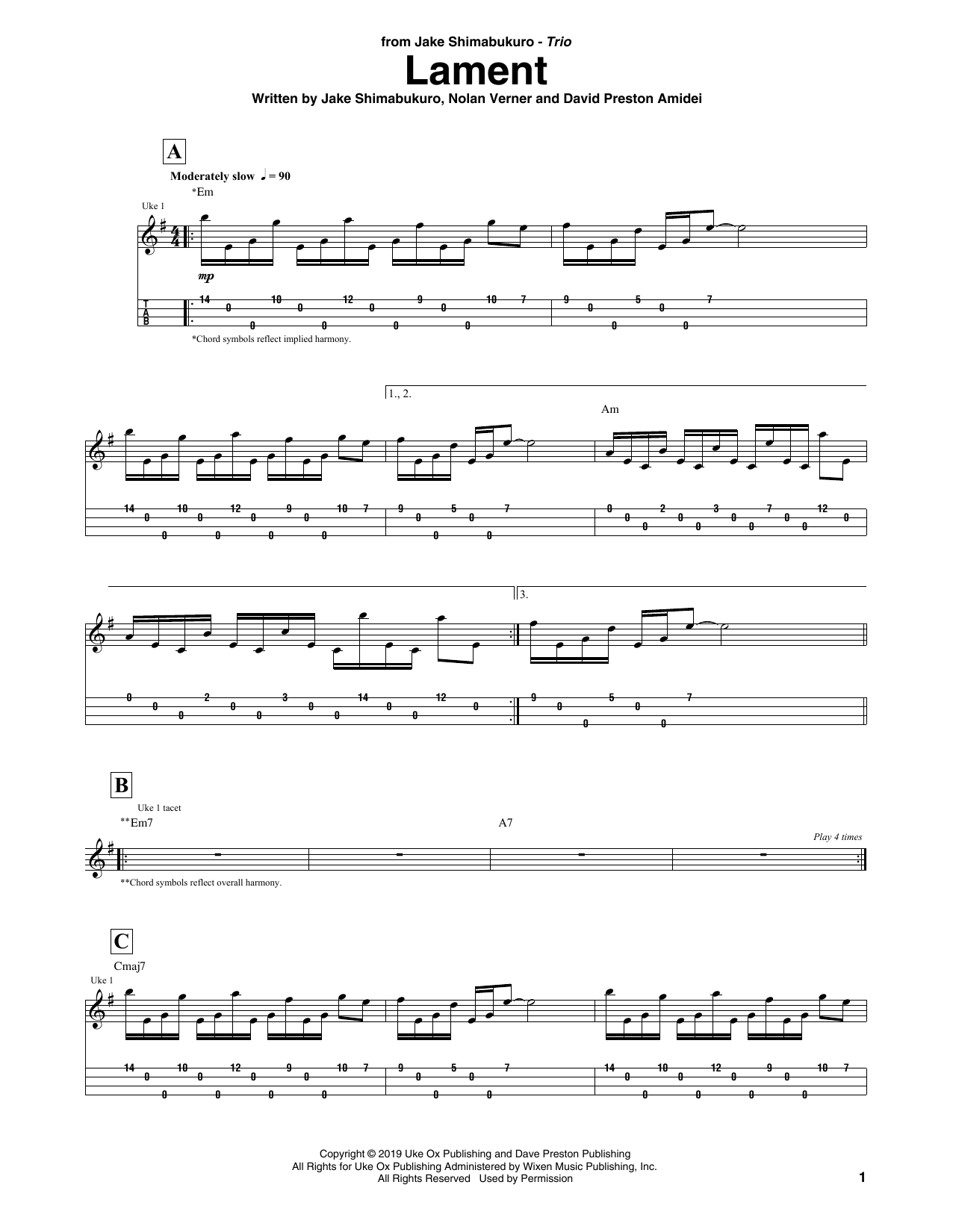 Product gallery: Page 1 of 1 Lament, Jake Shimabukuro Trio