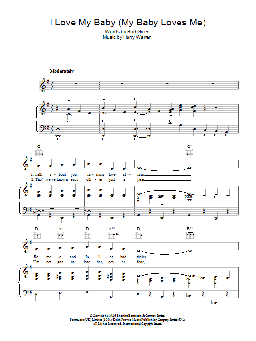 Product gallery: Page 1 of 1 I Love My Baby (My Baby Loves Me), Harry Warren