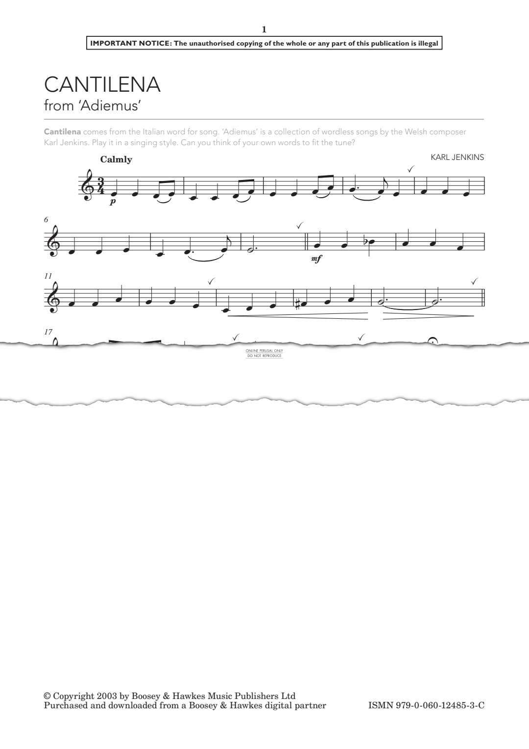 Produktgalerie: Seite 1 von 1 Cantilena from 'Adiemus', Karl Jenkins, Klavier, Trompete