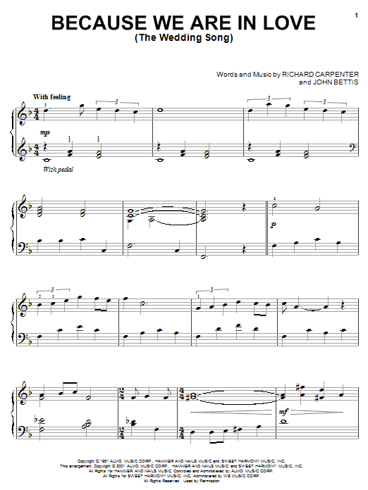 Product gallery: Page 1 of 1 Because We Are In Love (The Wedding Song), Carpenters