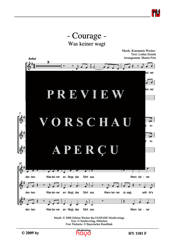 Product gallery: Page 3 of 5 Was keiner wagt - Courage, , (female choir SSA)