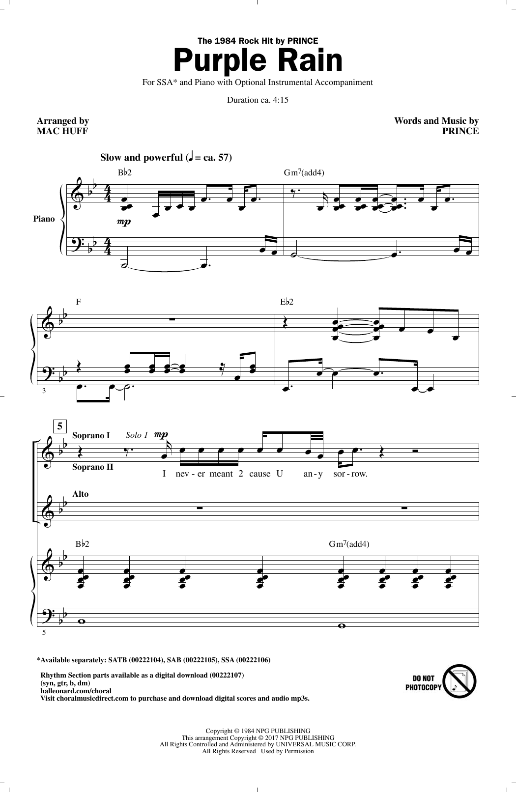 Produktgalerie: Seite 1 von 1 Purple Rain (arr. Mac Huff), Prince, Chor