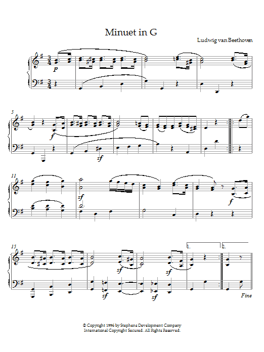 Product gallery: Page 1 of 1 Minuet in G, Op. 10, No. 2, Ludwig Van Beethoven