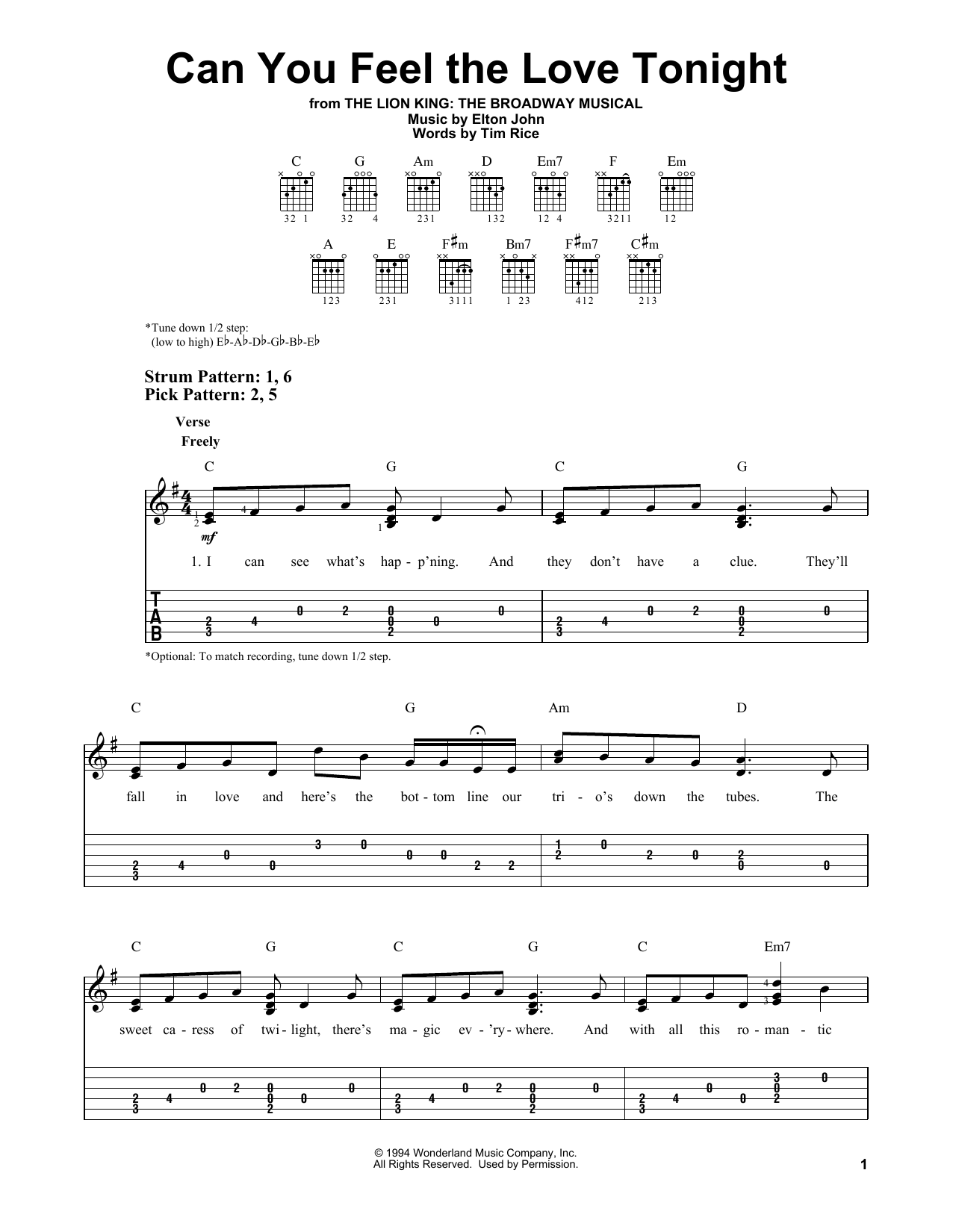Product gallery: Page 1 of 1 Can You Feel The Love Tonight (from The Lion King), Elton John