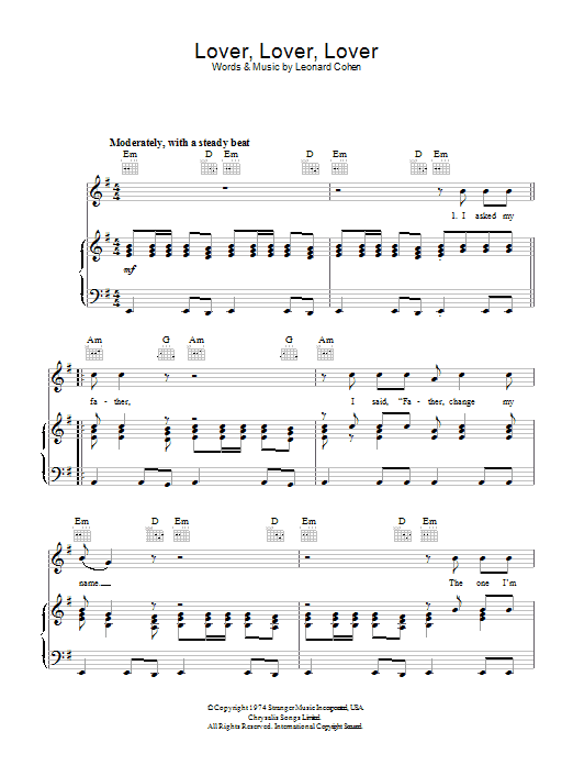 Produktgalerie: Seite 1 von 1 Lover Lover Lover, Leonard Cohen, Gesang, Gitarre, Klavier