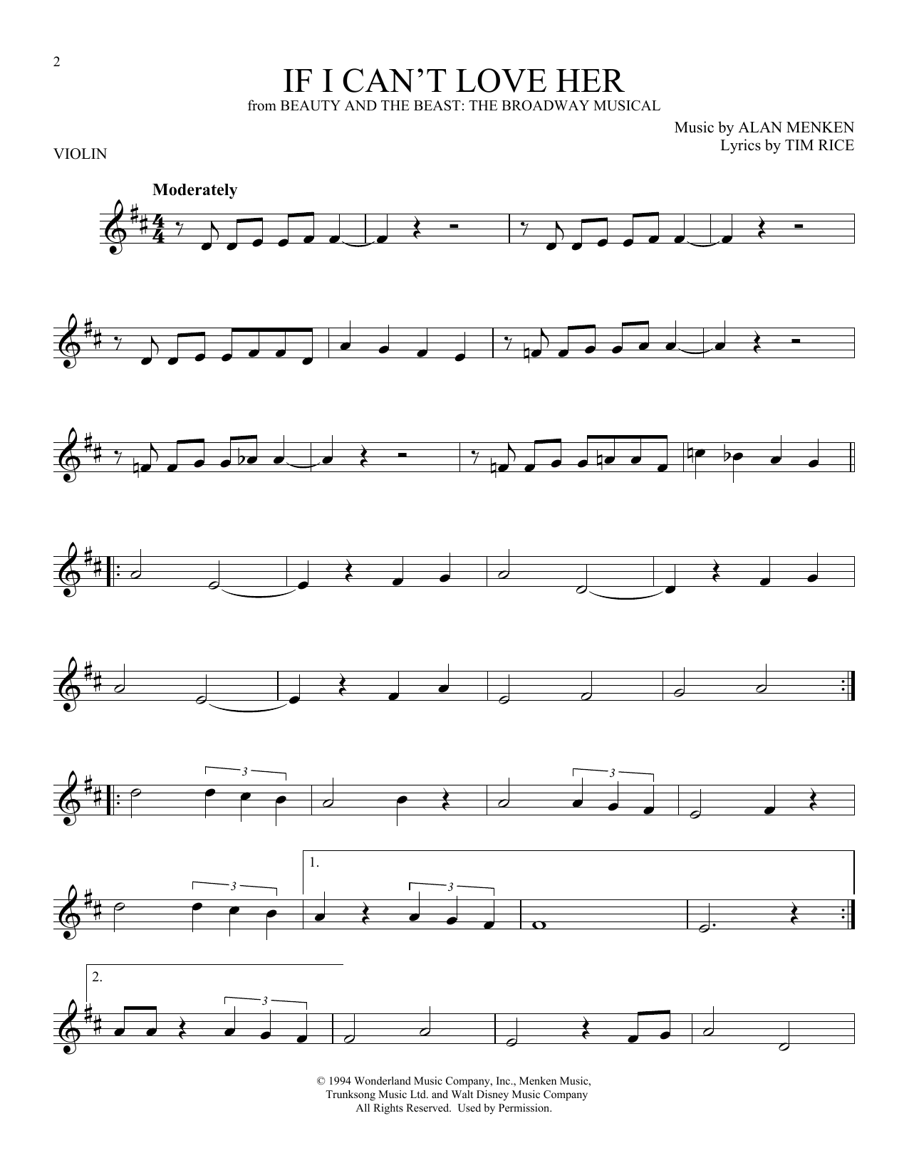 Product gallery: Page 1 of 1 If I Can't Love Her (from Beauty And The Beast: The Musical), Alan Menken & Tim Rice