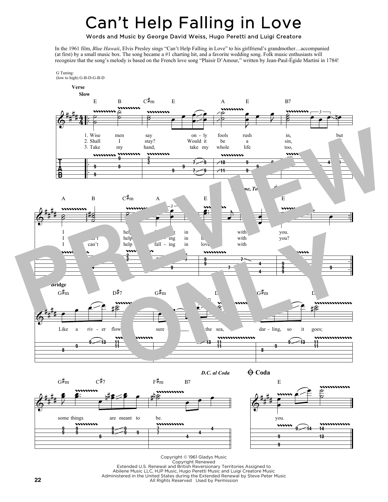 Produktgalerie: Seite 1 von 1 Can't Help Falling In Love, Elvis Presley, Gitarre