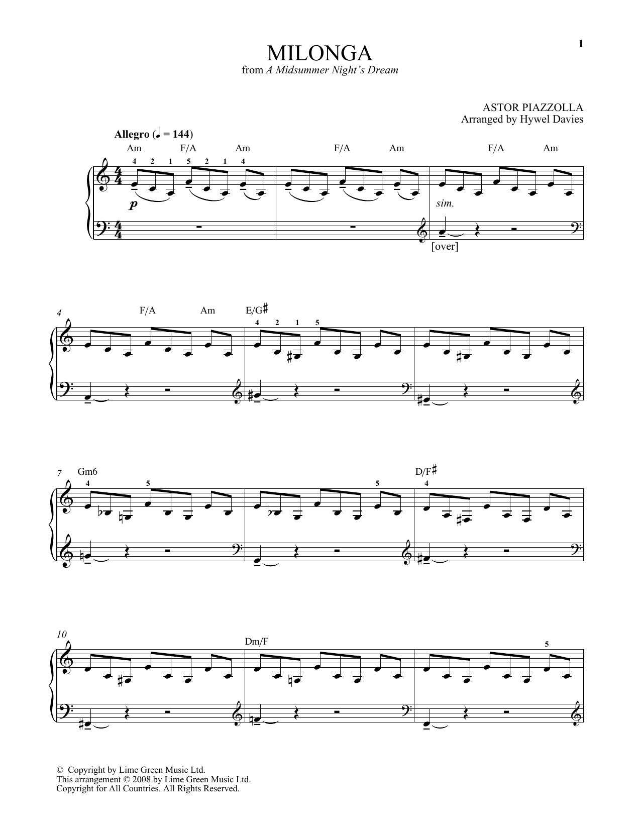 Product gallery: Page 1 of 1 Milonga, Astor Piazzolla