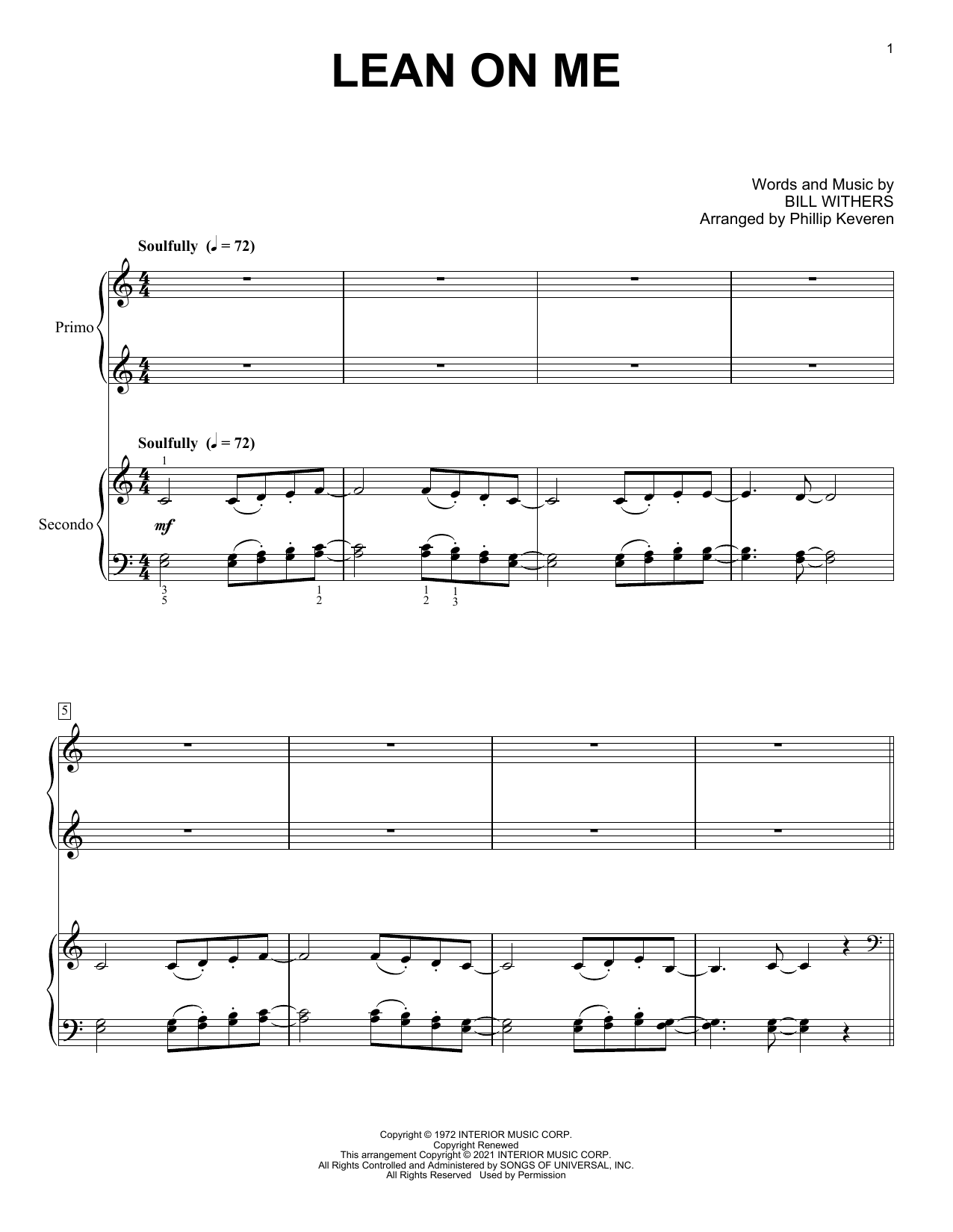 Product picture to: Lean On Me (arr. Phillip Keveren)