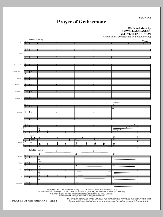 Product picture to: Prayer Of Gethsemane - Full Score